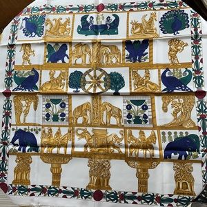 34.5” Hermes silk scarf in Torana pattern with box